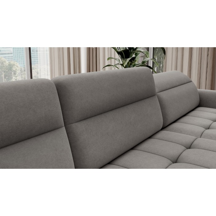 Canapé d’angle convertible BERTHO 306 cm gris – Angle droit avec coffre 
