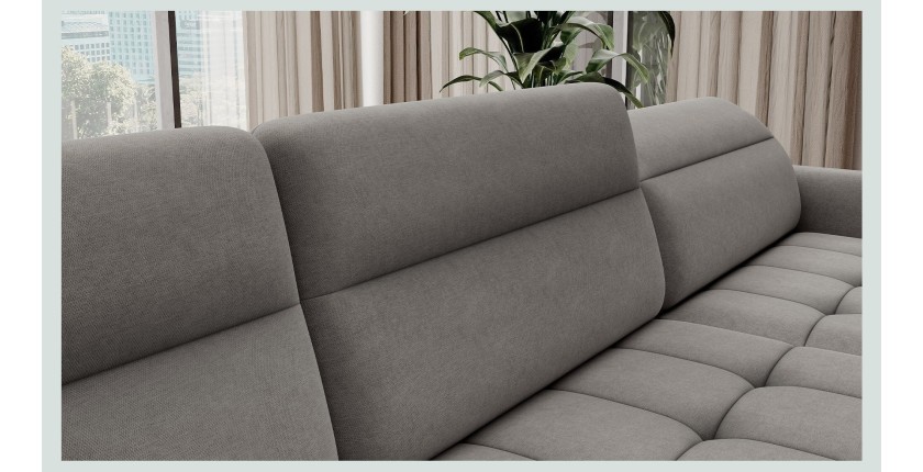 Canapé d’angle convertible BERTHO 306 cm gris – Angle droit avec coffre 