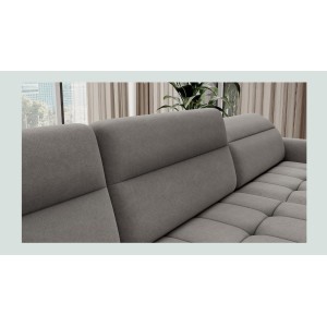Canapé d’angle convertible BERTHO 306 cm gris – Angle droit avec coffre 