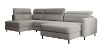 Canapé d’angle convertible BERTHO 306 cm gris – Angle droit avec coffre 