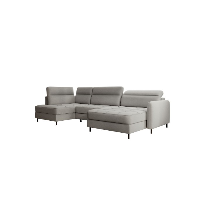 Canapé d’angle convertible BERTHO 306 cm gris – Angle droit avec coffre 