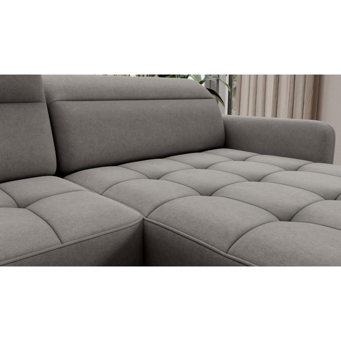 Canapé d’angle convertible BERTHO 306 cm gris – Angle droit avec coffre 