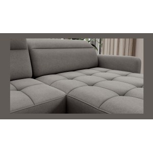 Canapé d’angle convertible BERTHO 306 cm gris – Angle droit avec coffre 