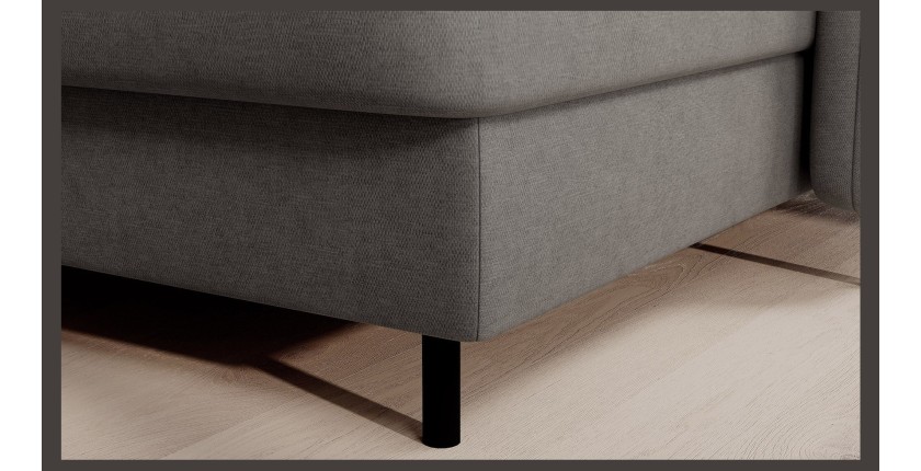 Canapé d’angle convertible BERTHO 306 cm gris – Angle droit avec coffre 
