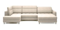 Canapé d’angle convertible BERTHO 306 cm beige – Angle droit avec coffre 