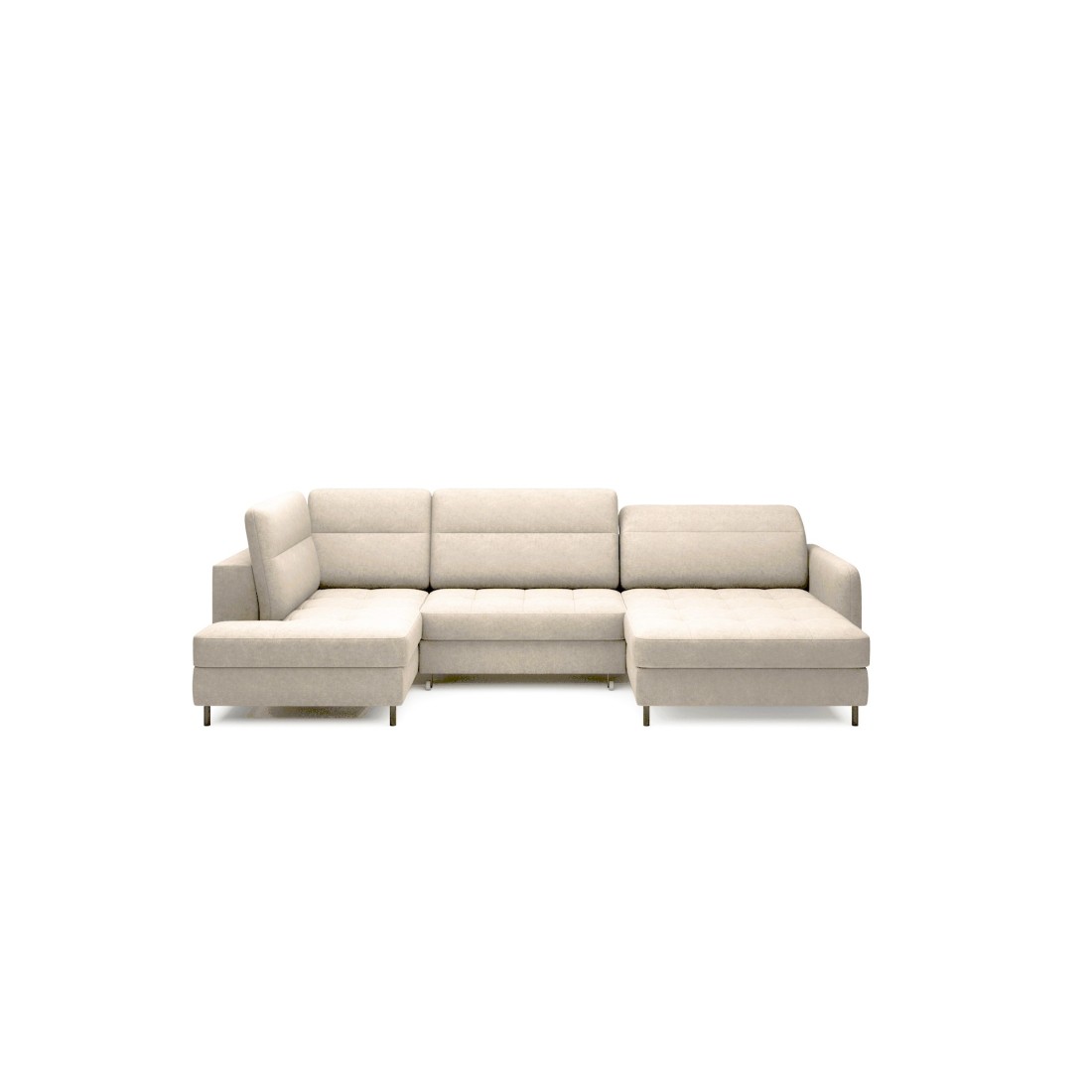 Canapé d’angle convertible BERTHO 306 cm beige – Angle droit avec coffre 