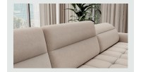 Canapé d’angle convertible BERTHO 306 cm beige – Angle droit avec coffre 