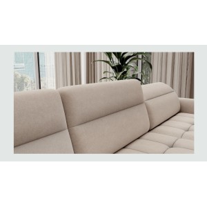 Canapé d’angle convertible BERTHO 306 cm beige – Angle droit avec coffre 