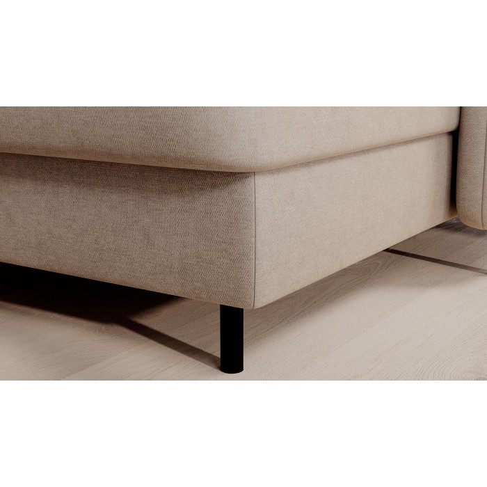 Canapé d’angle convertible BERTHO 306 cm beige – Angle droit avec coffre 