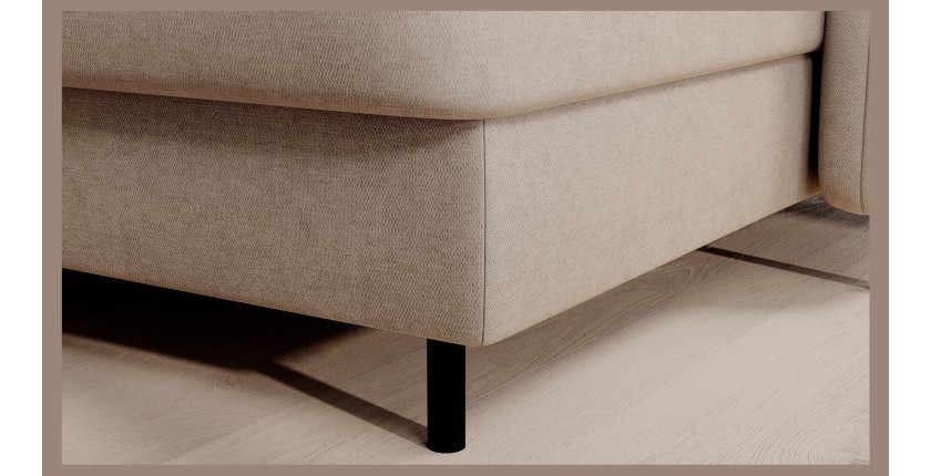 Canapé d’angle convertible BERTHO 306 cm beige – Angle droit avec coffre 