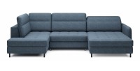 Canapé d’angle convertible BERTHO 306 cm bleu nuit – Angle droit avec coffre 