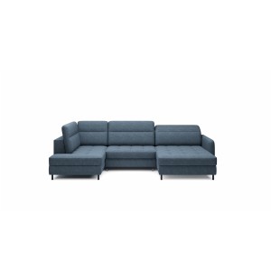 Canapé d’angle convertible BERTHO 306 cm bleu nuit – Angle droit avec coffre 