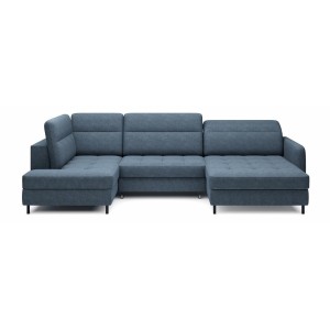 Canapé d’angle convertible BERTHO 306 cm bleu nuit – Angle droit avec coffre 