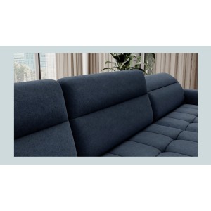 Canapé d’angle convertible BERTHO 306 cm bleu nuit – Angle droit avec coffre 