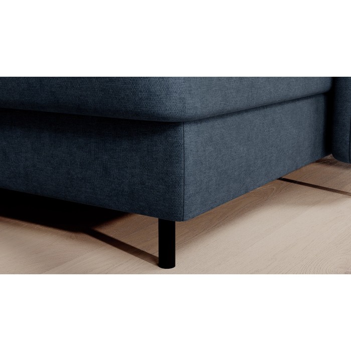 Canapé d’angle convertible BERTHO 306 cm bleu nuit – Angle droit avec coffre 