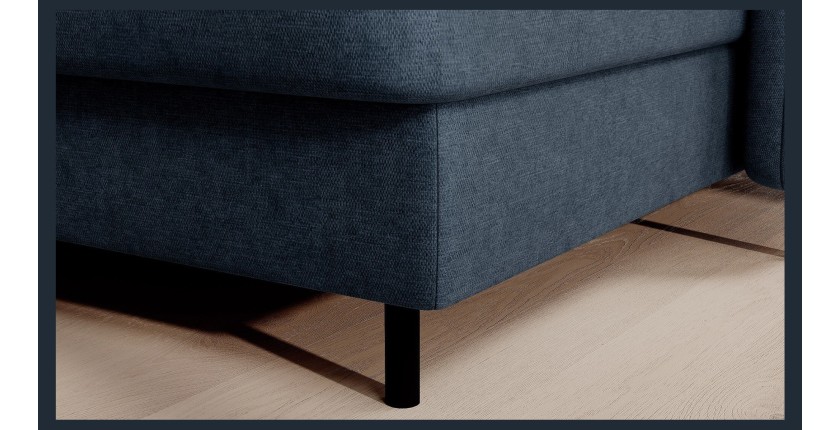 Canapé d’angle convertible BERTHO 306 cm bleu nuit – Angle droit avec coffre 
