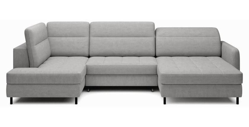 Canapé d’angle convertible BERTHO 306 cm gris foncé chenillé – Angle droit avec coffre 