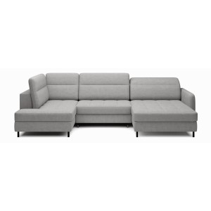 Canapé d’angle convertible BERTHO 306 cm gris foncé chenillé – Angle droit avec coffre 