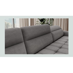 Canapé d’angle convertible BERTHO 306 cm gris foncé chenillé – Angle droit avec coffre 