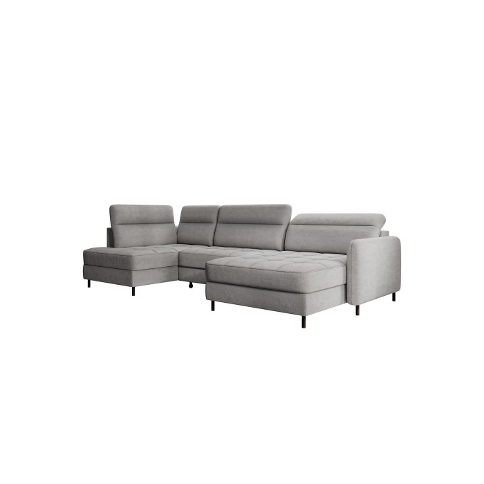 Canapé d’angle convertible BERTHO 306 cm gris foncé chenillé – Angle droit avec coffre 