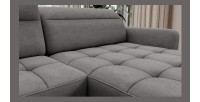 Canapé d’angle convertible BERTHO 306 cm gris foncé chenillé – Angle droit avec coffre 