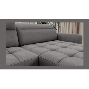 Canapé d’angle convertible BERTHO 306 cm gris foncé chenillé – Angle droit avec coffre 