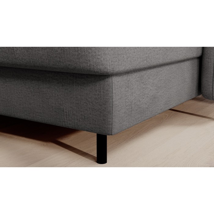 Canapé d’angle convertible BERTHO 306 cm gris foncé chenillé – Angle droit avec coffre 