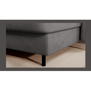 Canapé d’angle convertible BERTHO 306 cm gris foncé chenillé – Angle droit avec coffre 