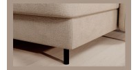 Canapé d’angle convertible BERTHO 306 cm beige crème chenillé – Angle droit avec coffre 