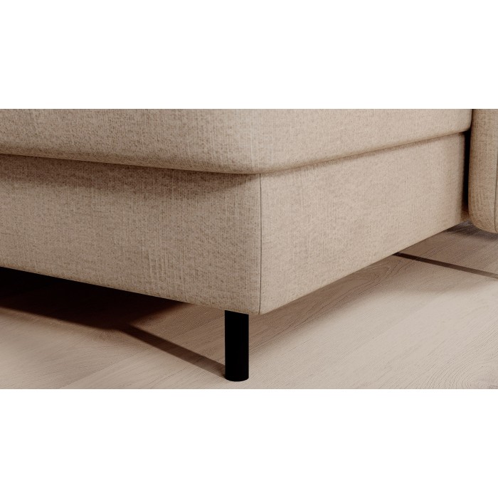 Canapé d’angle convertible BERTHO 306 cm beige crème chenillé – Angle droit avec coffre 