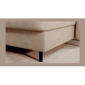 Canapé d’angle convertible BERTHO 306 cm beige crème chenillé – Angle droit avec coffre 