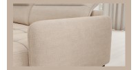 Canapé d’angle convertible BERTHO 306 cm beige crème chenillé – Angle droit avec coffre 
