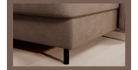 Canapé d’angle convertible BERTHO 306 cm marron clair chenillé – Angle droit avec coffre 
