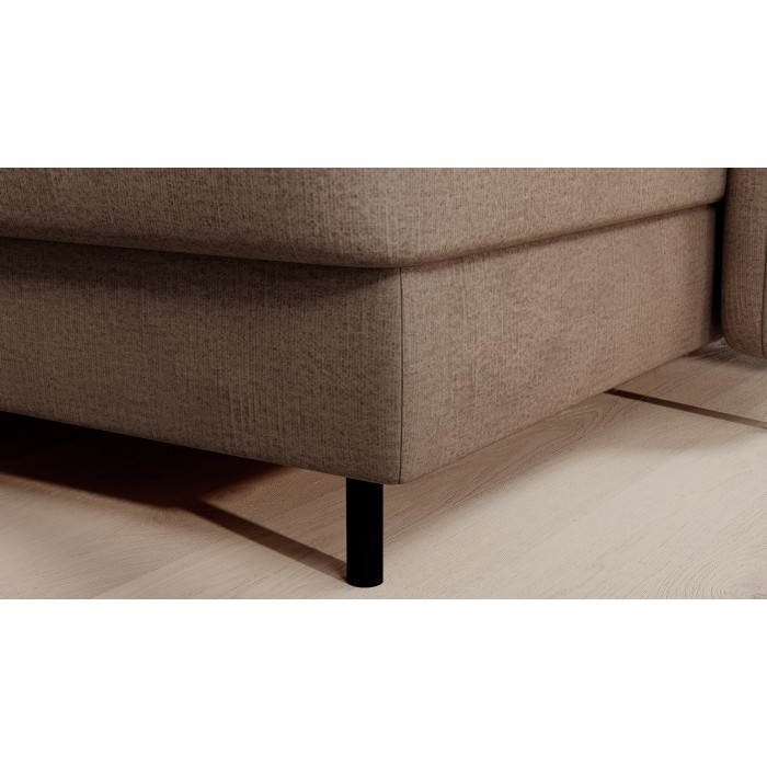 Canapé d’angle convertible BERTHO 306 cm marron clair chenillé – Angle droit avec coffre 