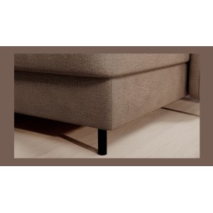 Canapé d’angle convertible BERTHO 306 cm marron clair chenillé – Angle droit avec coffre 