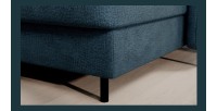 Canapé d’angle convertible BERTHO 306 cm bleu canard chenillé – Angle droit avec coffre 