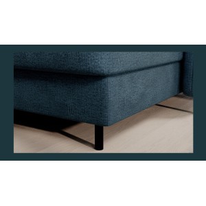 Canapé d’angle convertible BERTHO 306 cm bleu canard chenillé – Angle droit avec coffre 