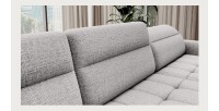 Canapé d’angle convertible BERTHO 306 cm gris clair effet chiné – Angle droit avec coffre 