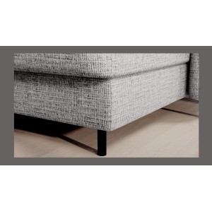 Canapé d’angle convertible BERTHO 306 cm gris clair effet chiné – Angle droit avec coffre 