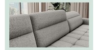 Canapé d’angle convertible BERTHO 306 cm gris clair effet chiné – Angle droit avec coffre 