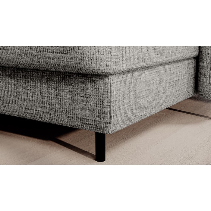 Canapé d’angle convertible BERTHO 306 cm gris clair effet chiné – Angle droit avec coffre 
