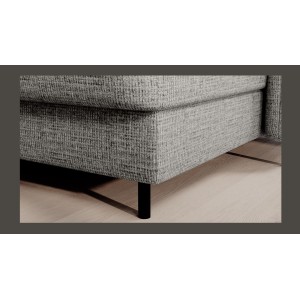 Canapé d’angle convertible BERTHO 306 cm gris clair effet chiné – Angle droit avec coffre 