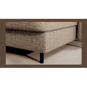 Canapé d’angle convertible BERTHO 306 cm beige clair effet chiné – Angle droit avec coffre 