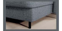 Canapé d’angle convertible BERTHO 306 cm bleu gris effet chiné – Angle droit avec coffre 
