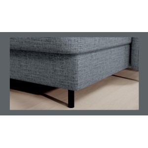 Canapé d’angle convertible BERTHO 306 cm bleu gris effet chiné – Angle droit avec coffre 