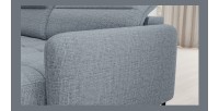Canapé d’angle convertible BERTHO 306 cm bleu gris effet chiné – Angle droit avec coffre 