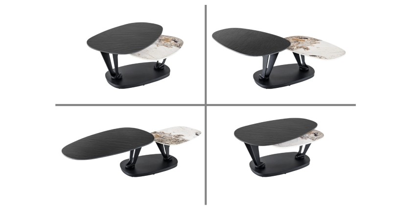 Table basse ORBIS avec plateau texturé et aspect marbre