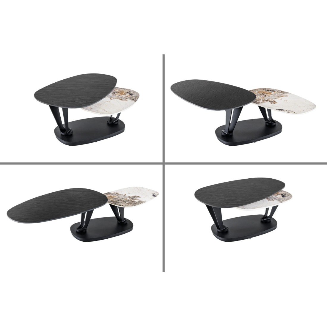 Table basse ORBIS avec plateau texturé et aspect marbre