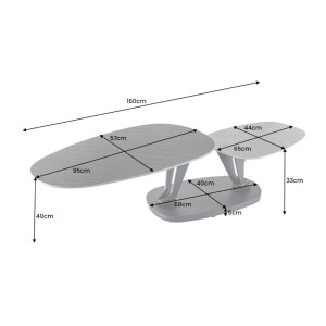 Table basse ORBIS avec plateau texturé et aspect marbre dimensions