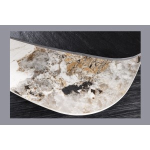 Zoom sur le plateau aspect marbre de la table basse ORBIS avec plateau texturé et aspect marbre